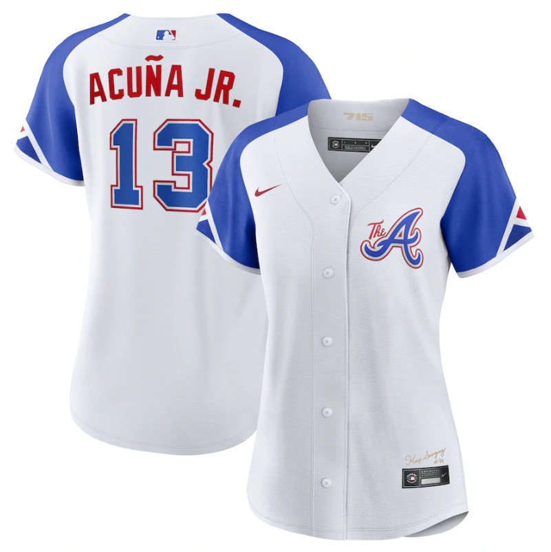 Women's Atlanta Braves Active Player Custom White 2023 City Connect Stitched Baseball Jersey(Run Small)